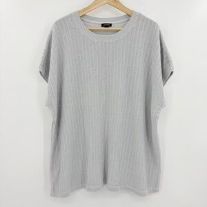 J Jill Tunic Sweater Gray Knitted Crew Slit Wearable Collection Women’s Size 4X